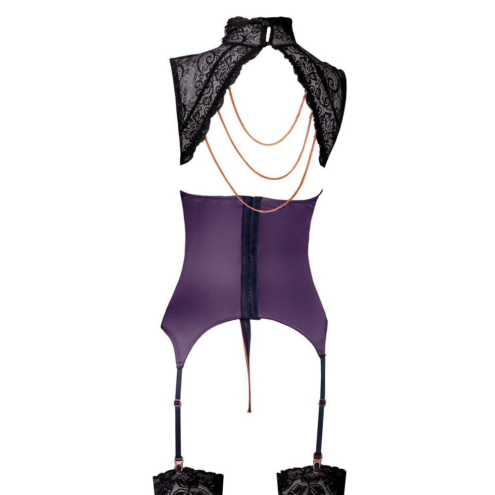 Abierta Fina Basque Lingerie Set with Chains – Crotchless Elegance