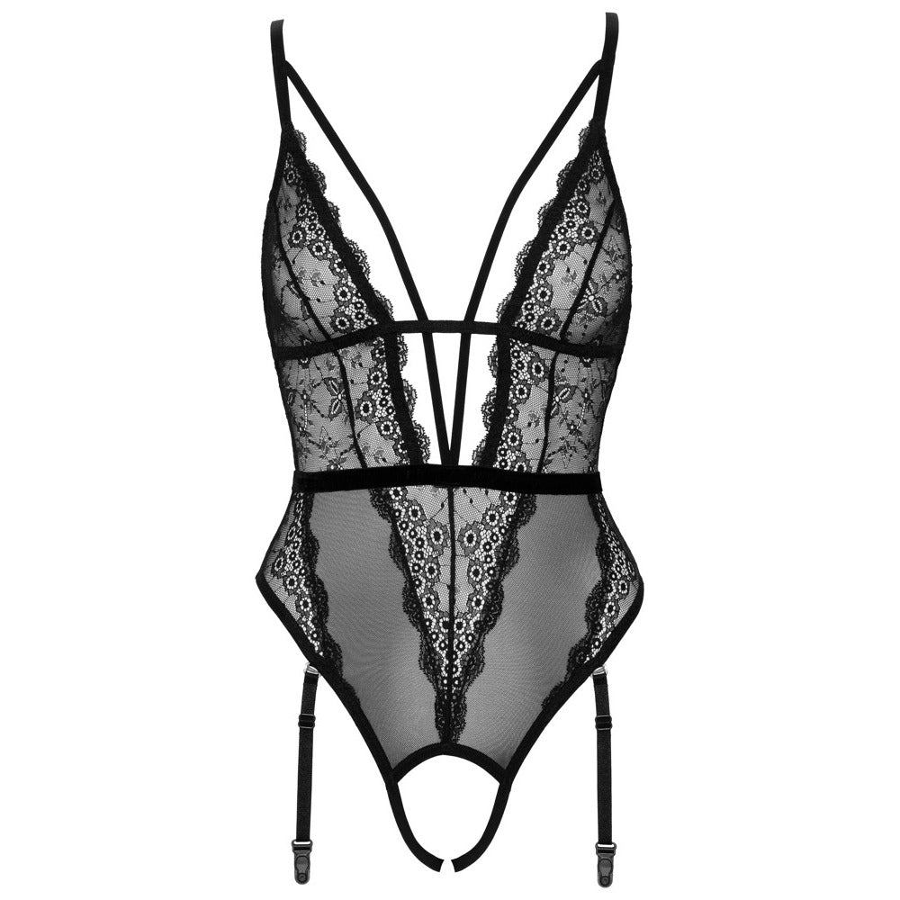 Cottelli Pearl Crotch Sexy Body – Sexy Crotchless Body with Pearl Chain Detail and Lace