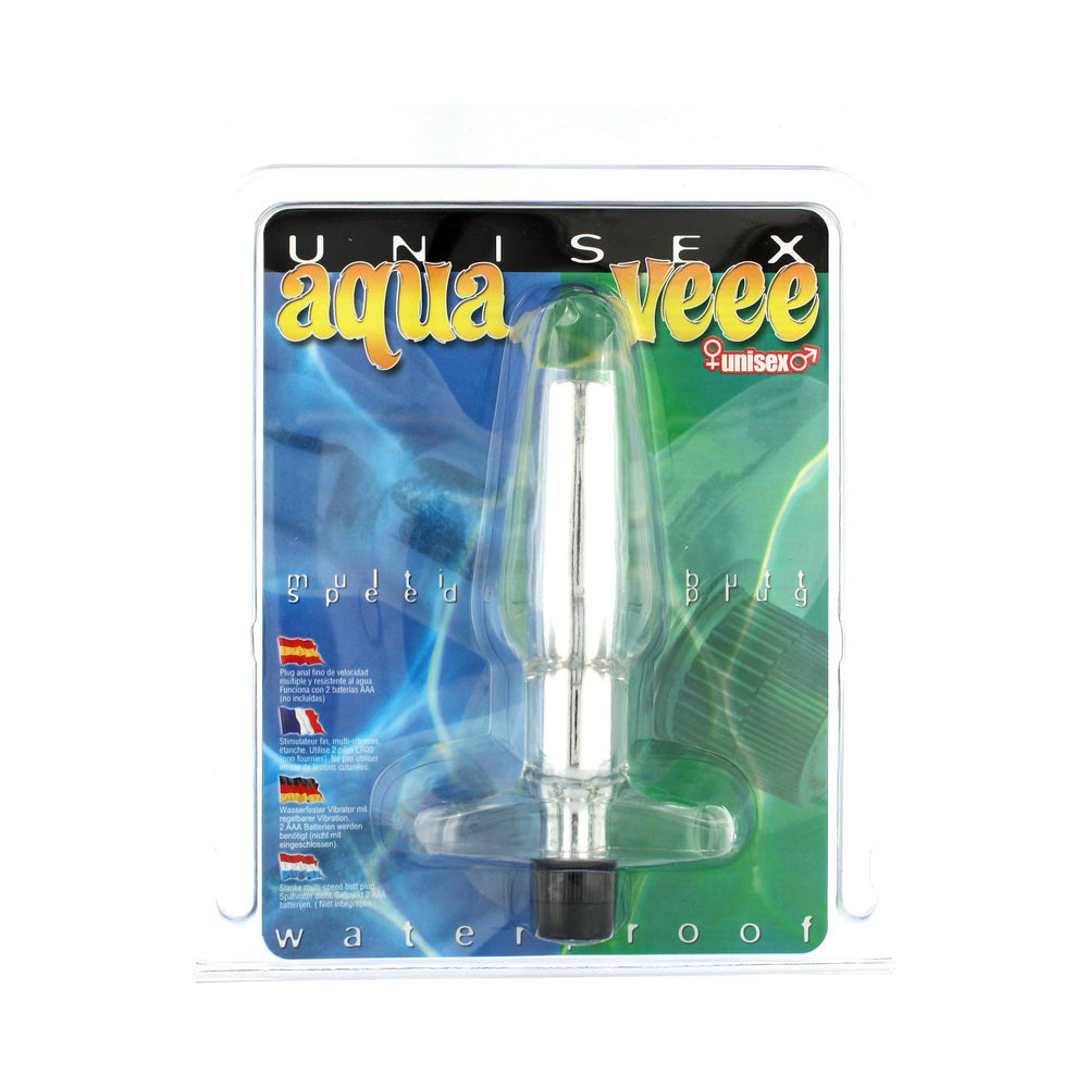 Aqua Veee Multi-Speed Waterproof Vibrating Butt Plug – Clear Jelly