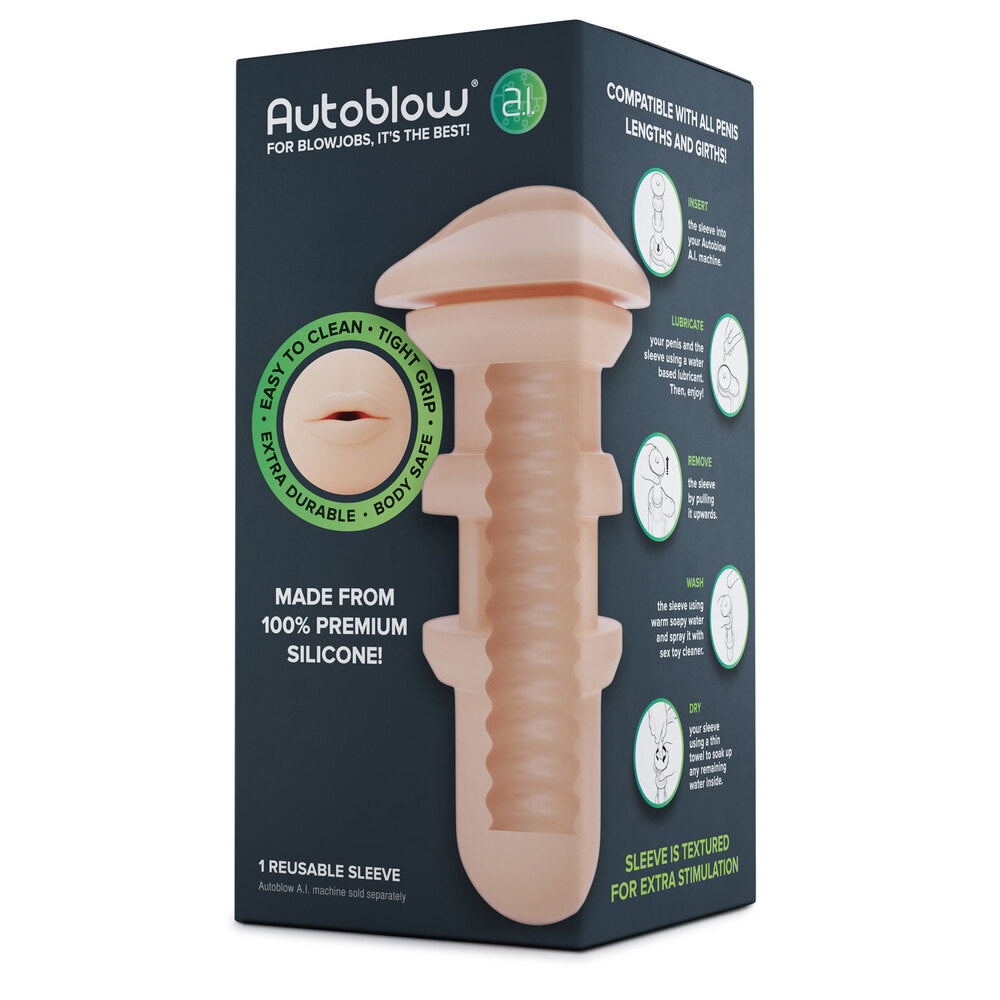 Autoblow A.I Reusable Mouth Sleeve – Flesh Brown Silicone Replacement