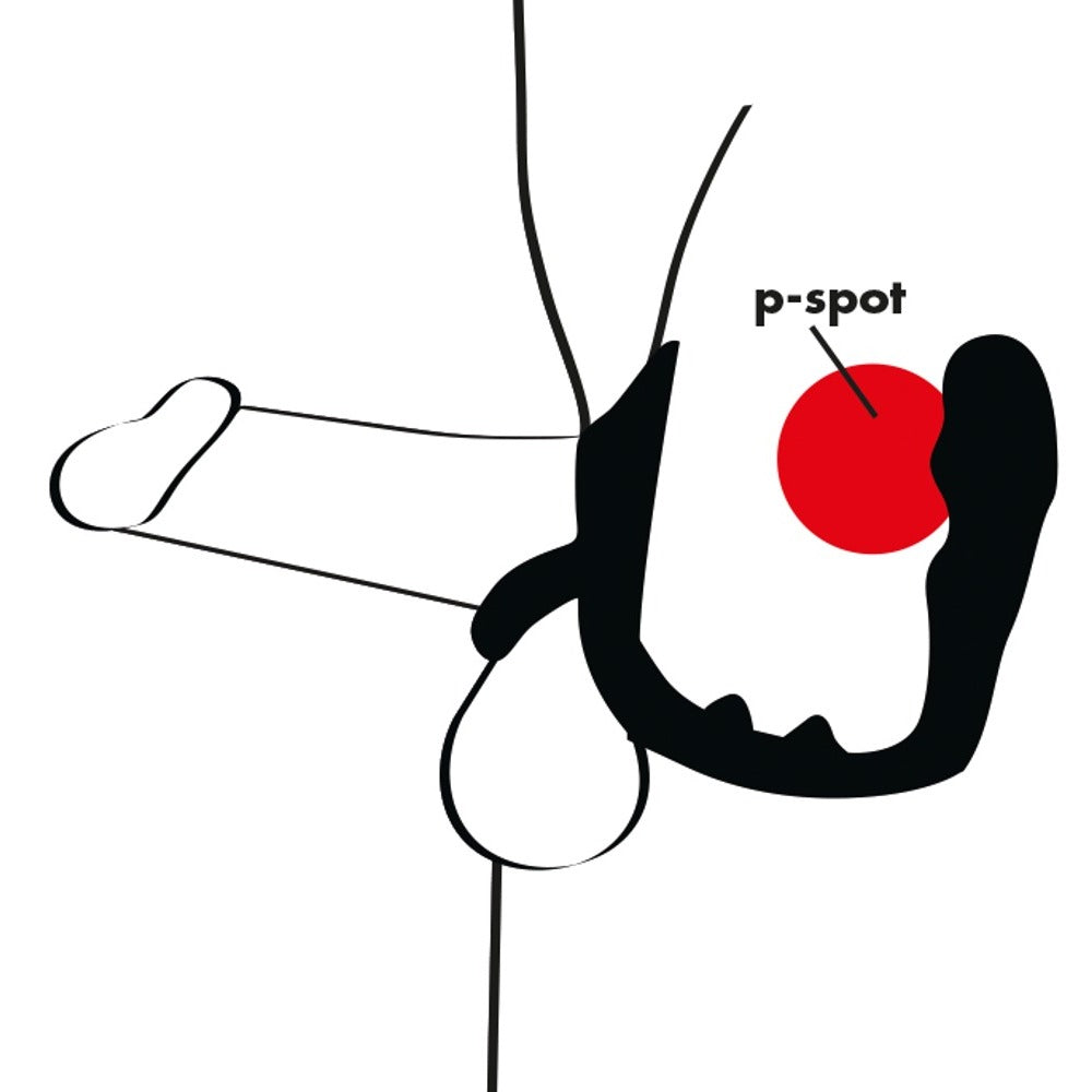 Black Velvets Cock Ring with Anal Plug and Perineum Bridge