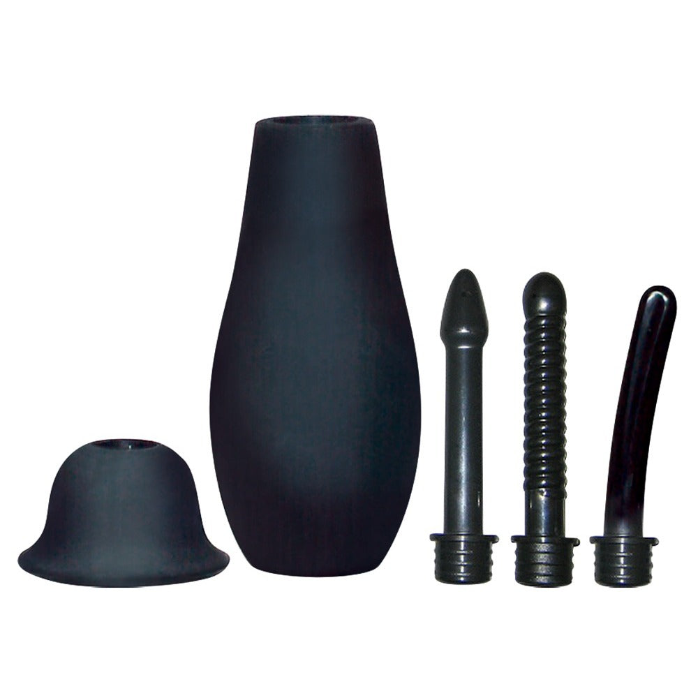 Bad Kitty Intimate Shower Anal Douche – 3 Attachments Black Anal Cleansing Kit