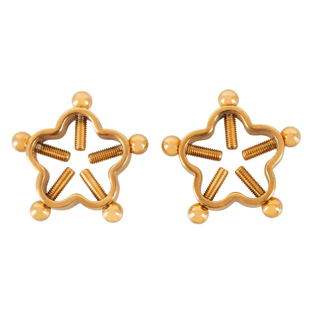 Bad Kitty Golden Flower Nipple Jewellery – Adjustable Stainless Steel Nipple Clamps with Elegant Floral Design