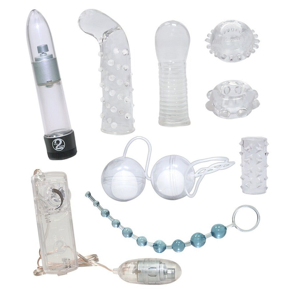 Crystal Clear Multi-Toy Collection – 9-Piece Clear Jelly Pleasure Kit