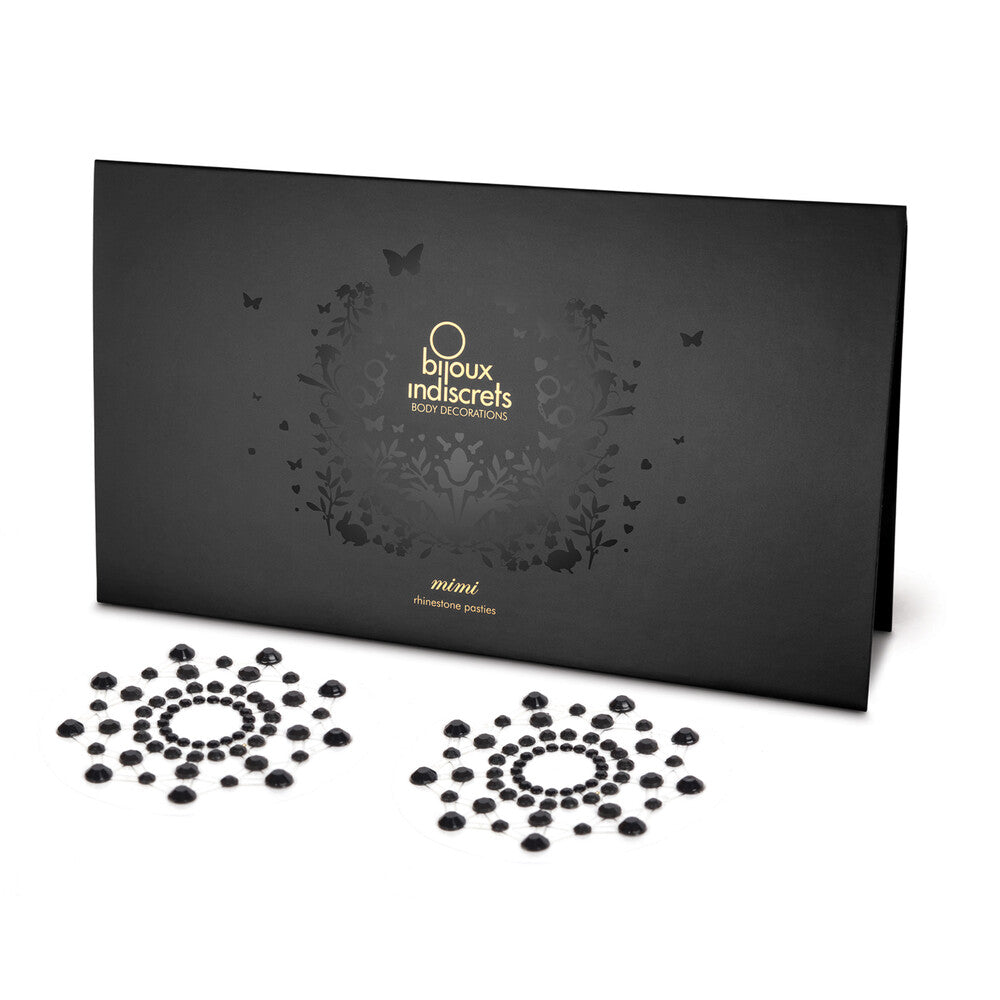 Bijoux Indiscrets Mimi Rhinestone Pasties Black – Self-Adhesive Glitter Nipple Covers