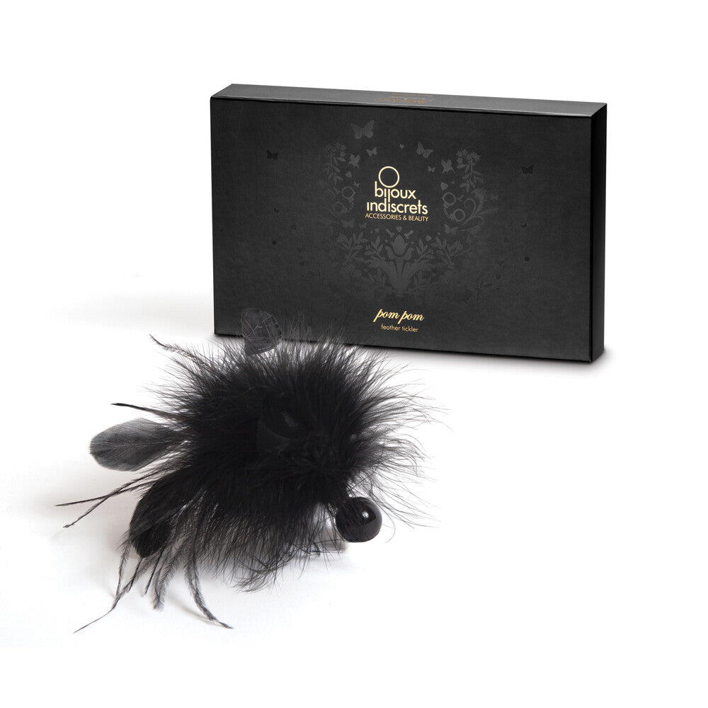 Bijoux Indiscrets Pom Pom Feather Tickler – Soft Black Marabu Feather Sensual Accessory