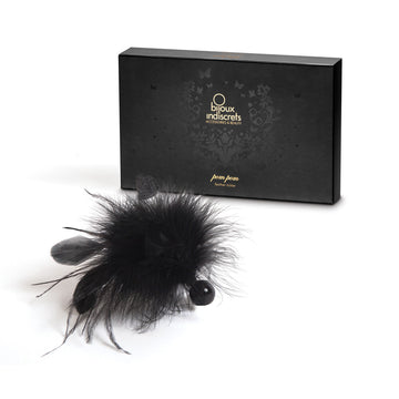 Bijoux Indiscrets Pom Pom Feather Tickler – Soft Black Marabu Feather Sensual Accessory