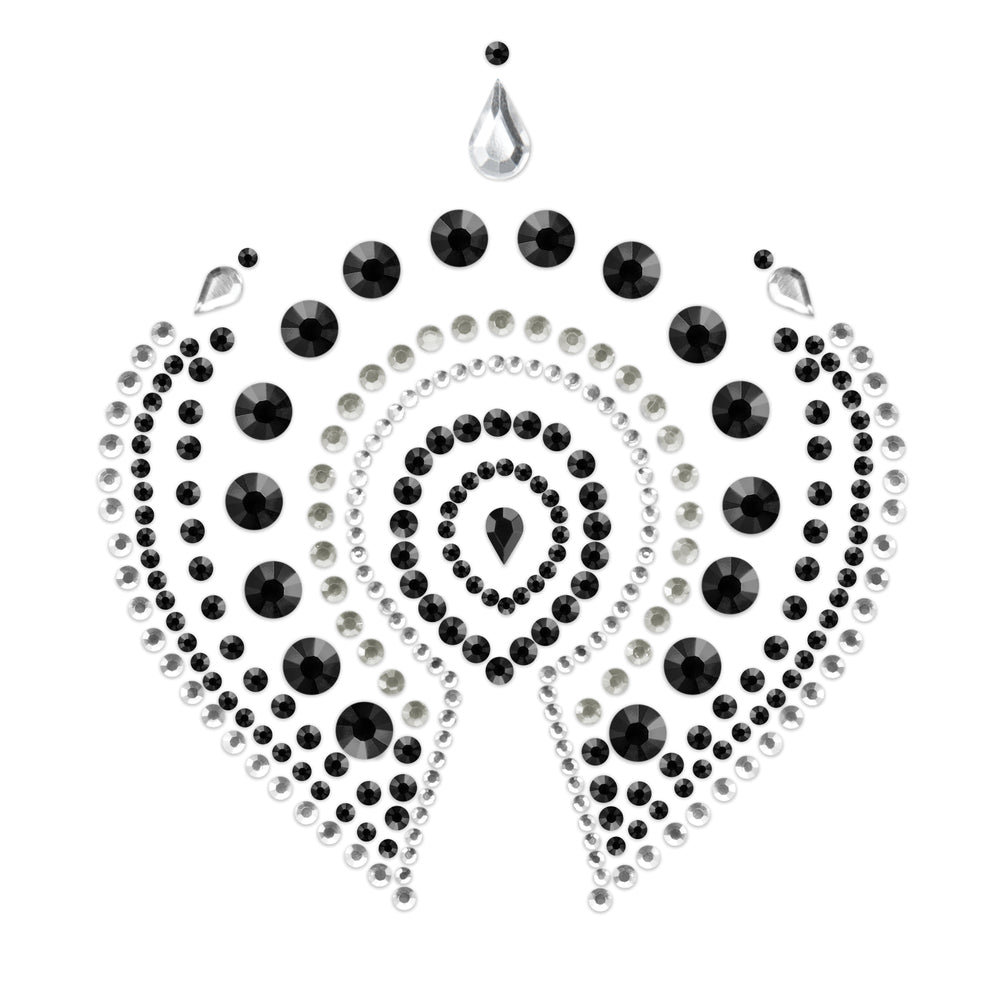 Bijoux Indiscrets Flamboyant Rhinestone Jewellery – Black & Silver Body Tattoos and Belly Ring Set