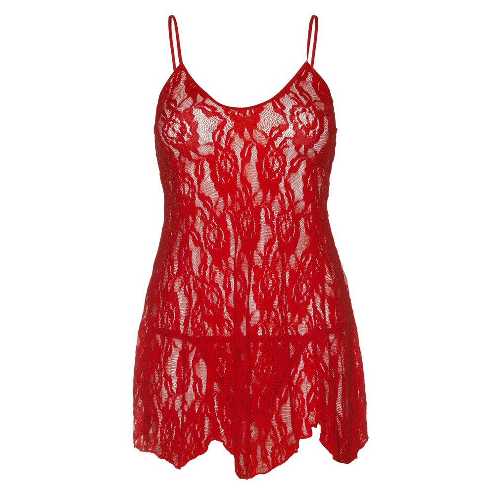 Leg Avenue Plus Size Red Rose Lace Flair Chemise UK 14–18