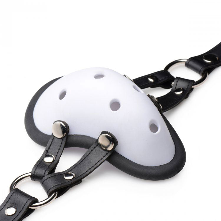 Musk Athletic Cup Muzzle with Adjustable Locking Straps – White
