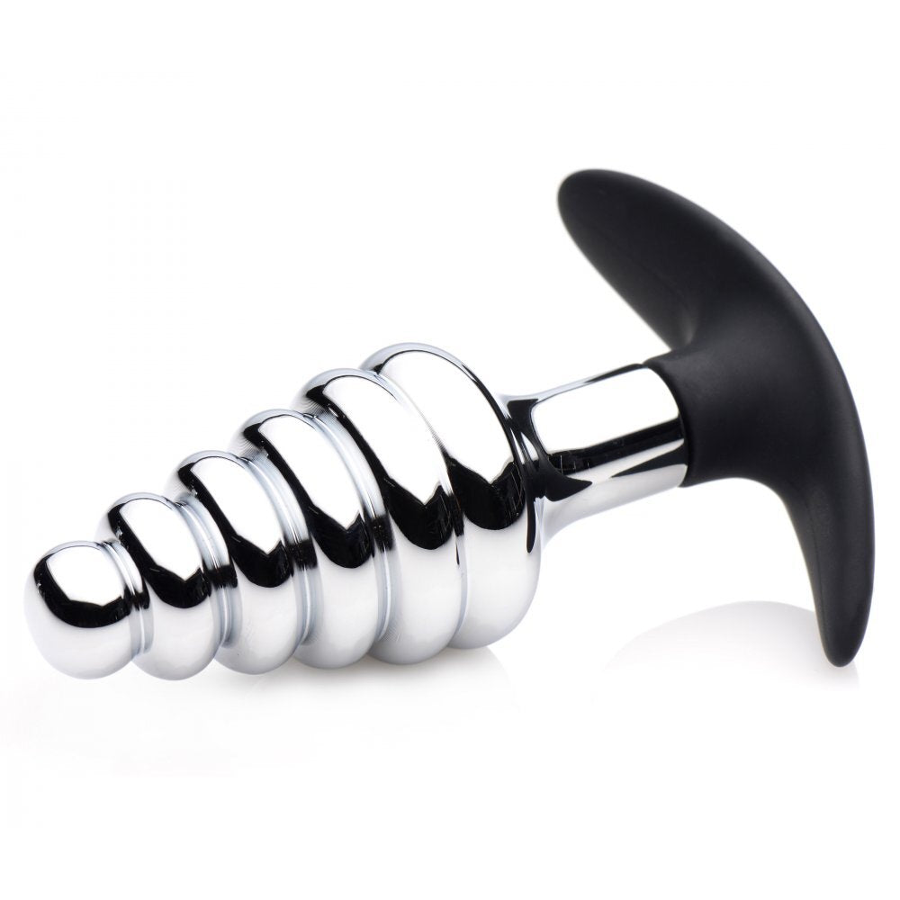 Dark Hive Metal & Silicone Ribbed Anal Plug – Weighted Pleasure