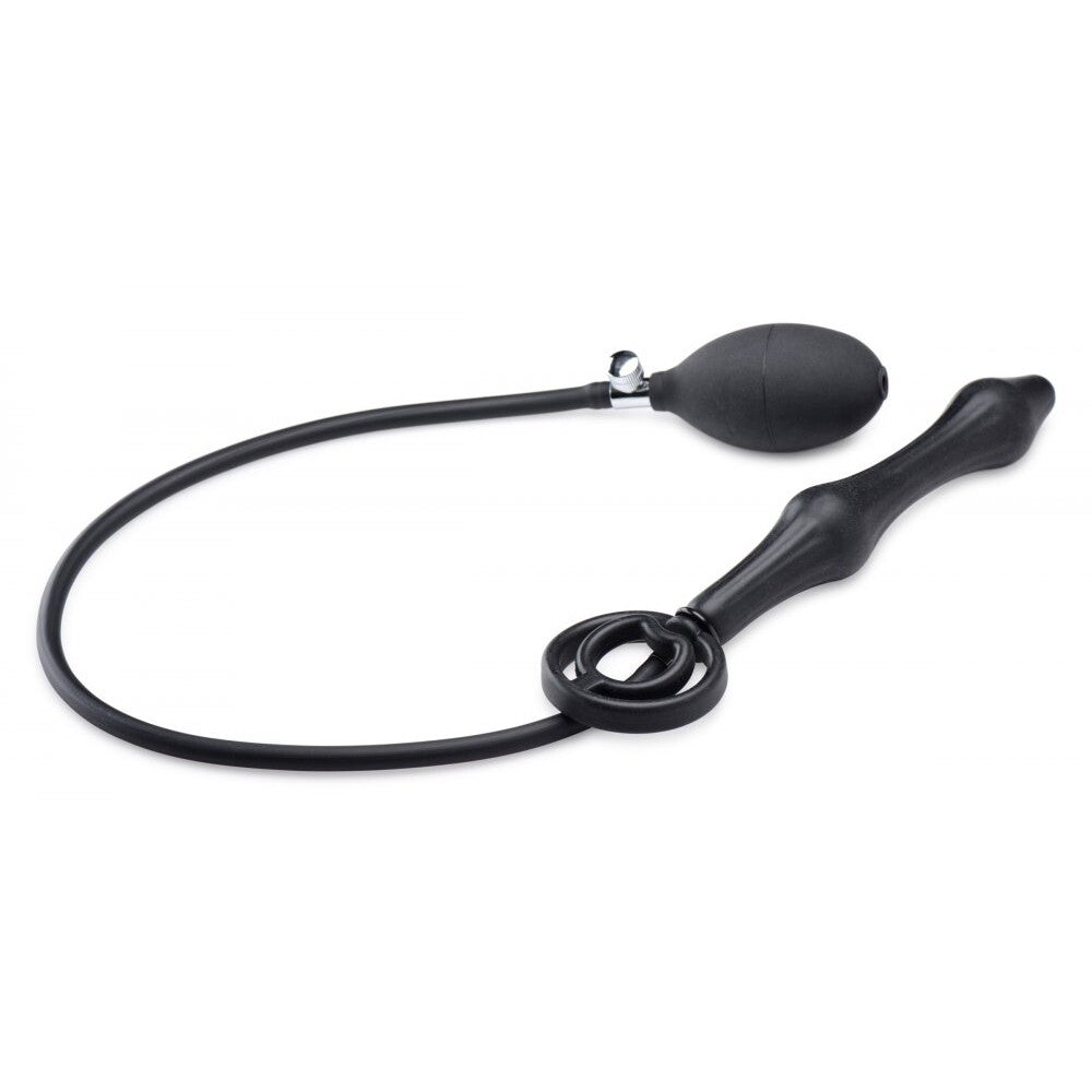 Devils Rattle Inflatable Silicone Anal Plug with Cock & Ball Ring