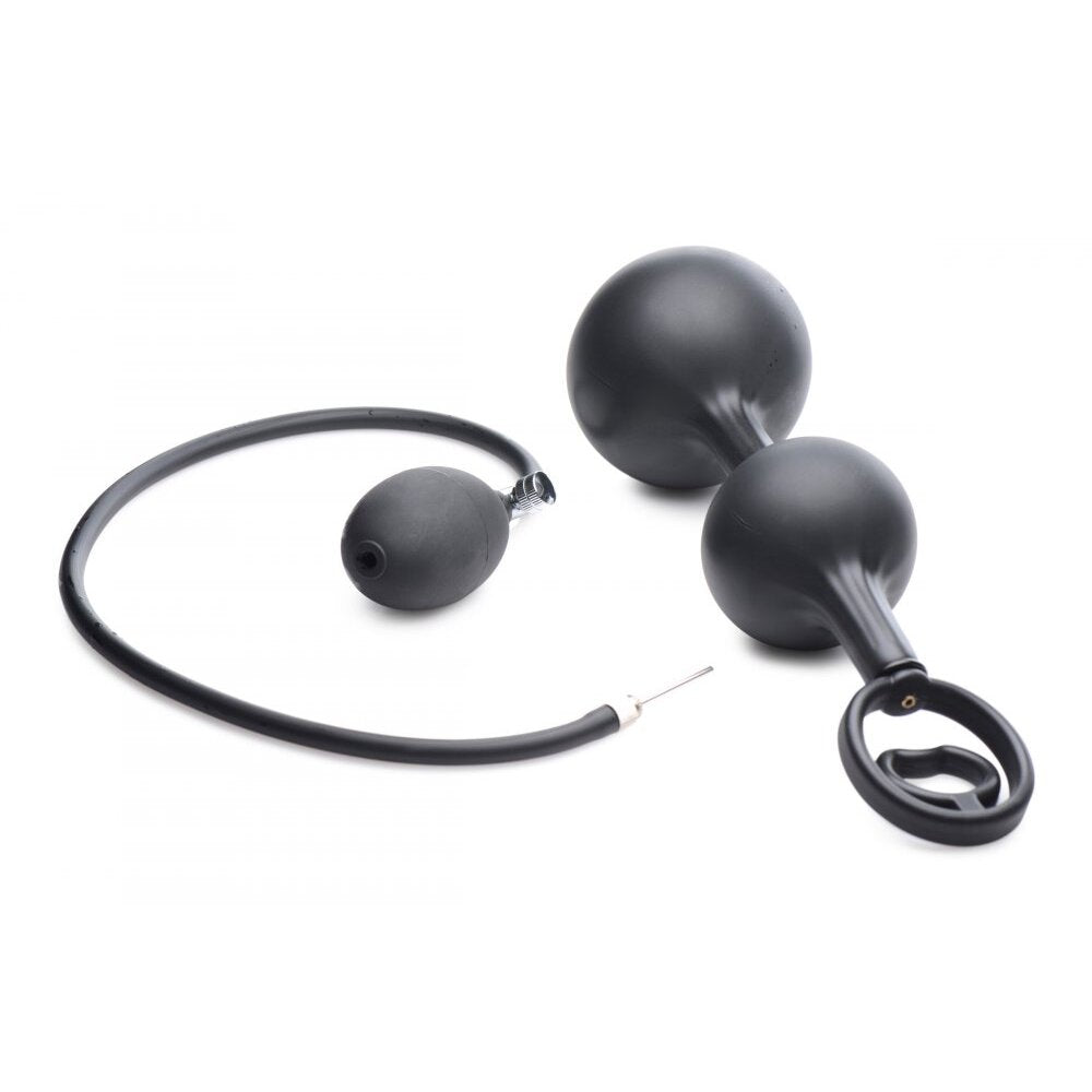 Devils Rattle Inflatable Silicone Anal Plug with Cock & Ball Ring