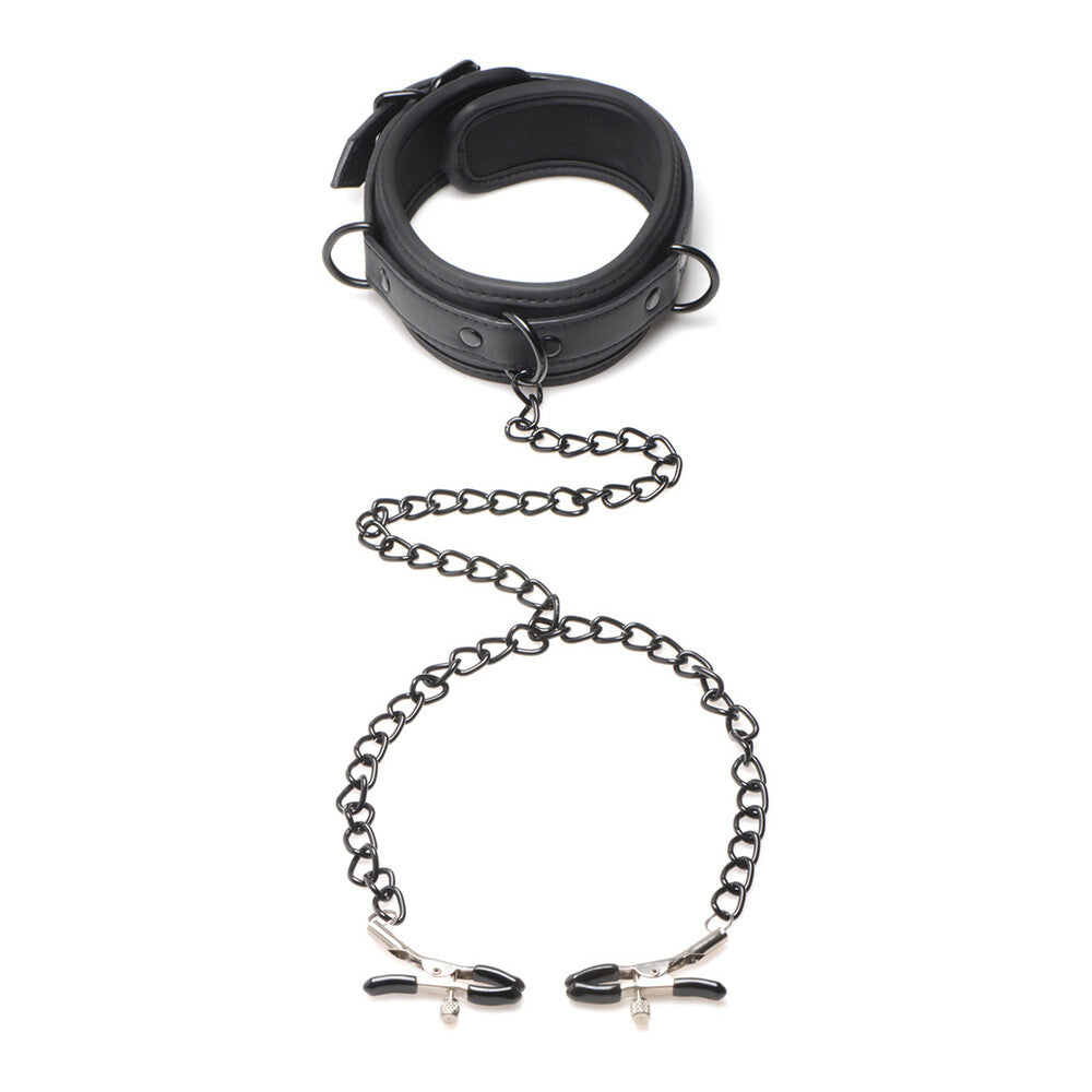 Master Series Collared Temptress Adjustable Neoprene Collar with Nipple Clamps