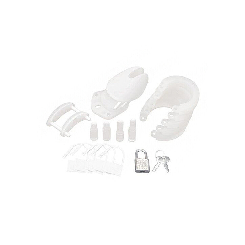 Blue Line Silicone Male Chastity Cage with Lock & Key