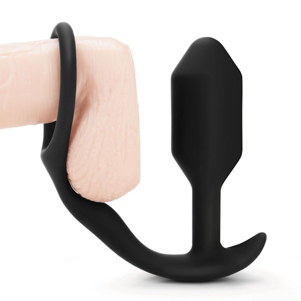 bVibe Snug & Tug Weighted Anal Plug and Cock Ring Combo – Multi-Stimulation
