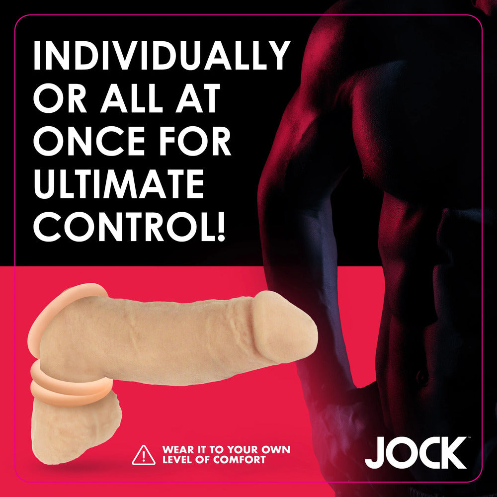 Jock Discreet Silicone Cock Ring Set – 3 Sizes, Skin-Tone Colors