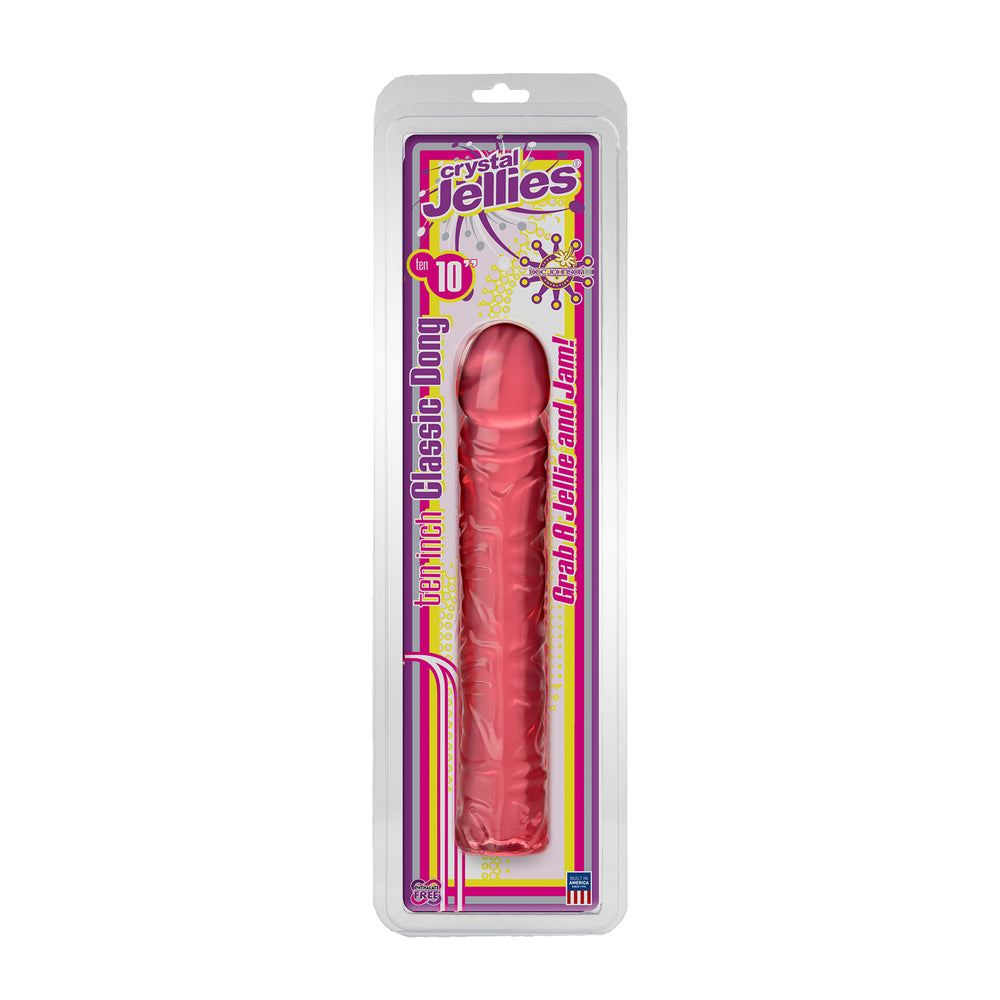 Classic 10 Inch Pink Jelly Dong – Flexible Veined Silicone Dildo