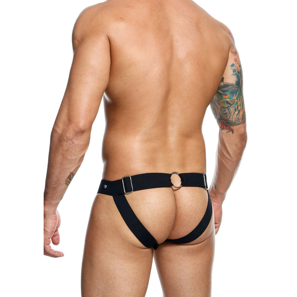 Male Basics Dungeon Peekaboo Jockstrap Black – Faux Leather & Adjustable
