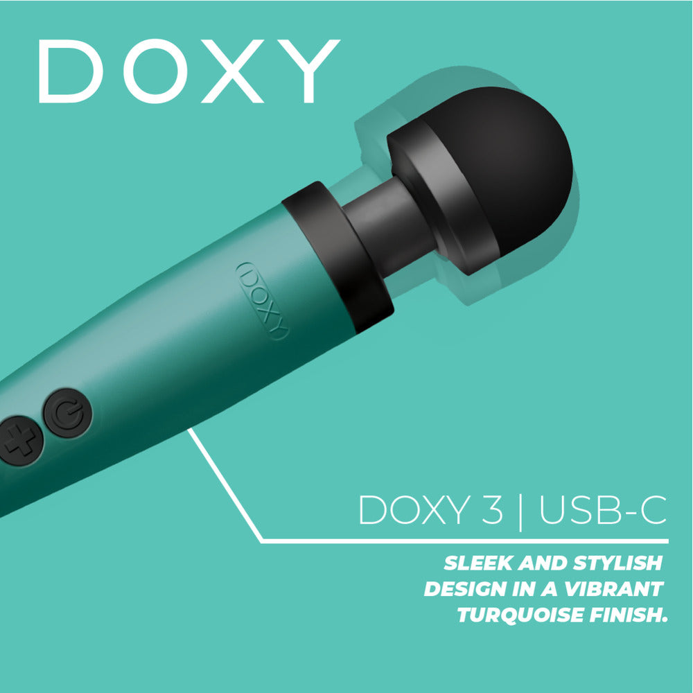 Doxy Wand 3 USB-Powered Massager – Turquoise