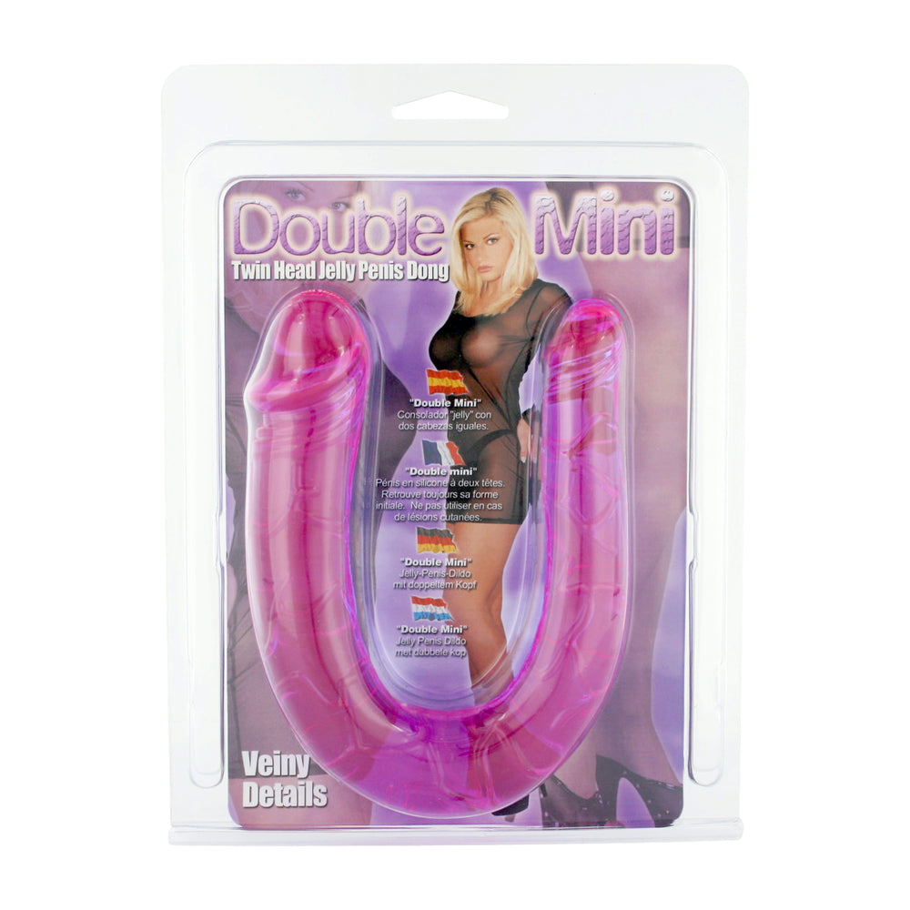 Double Mini Twin-Head Jelly Penis Dildo – Flexible Purple 12 Inch
