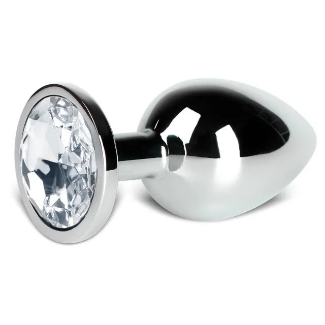 Large Metal Anal Plug with Clear Crystal Base – Sleek & Elegant