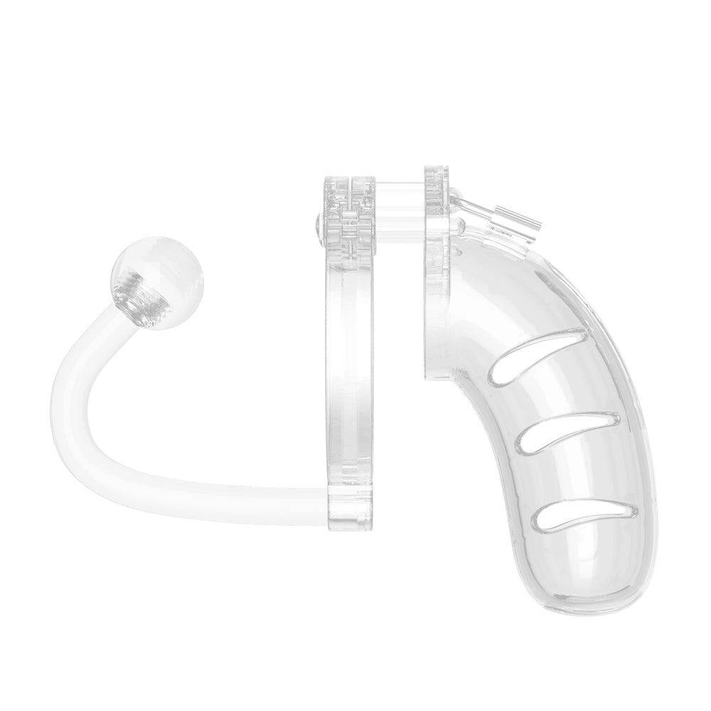 Man Cage 11 Male Clear Chastity Cage 4.5 Inch with Detachable Anal Plug – Secure & Comfortable