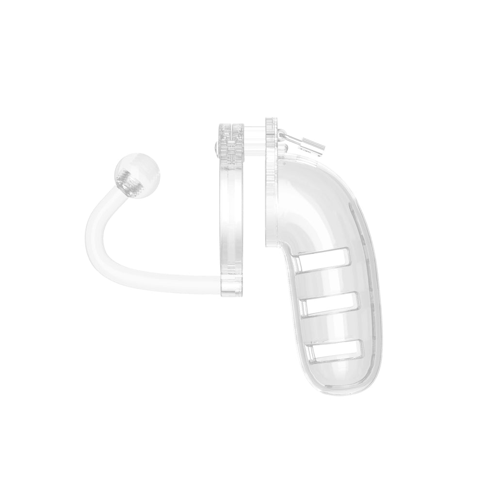 Man Cage 12 Male Clear Chastity Cage 5.5 Inch with Detachable Anal Plug – Secure & Stimulating