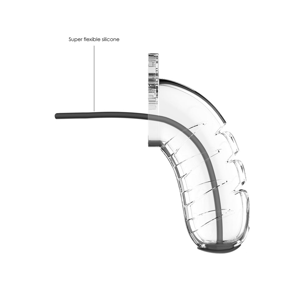 Man Cage 16 Male Clear Chastity Cage 4.5 Inch with Urethral Sound – Advanced BDSM Control