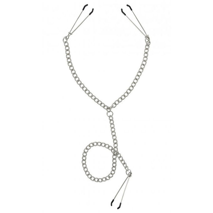 Nipple to Clit Tweezer Clamp Set – Vinyl-Coated Adjustable Chain