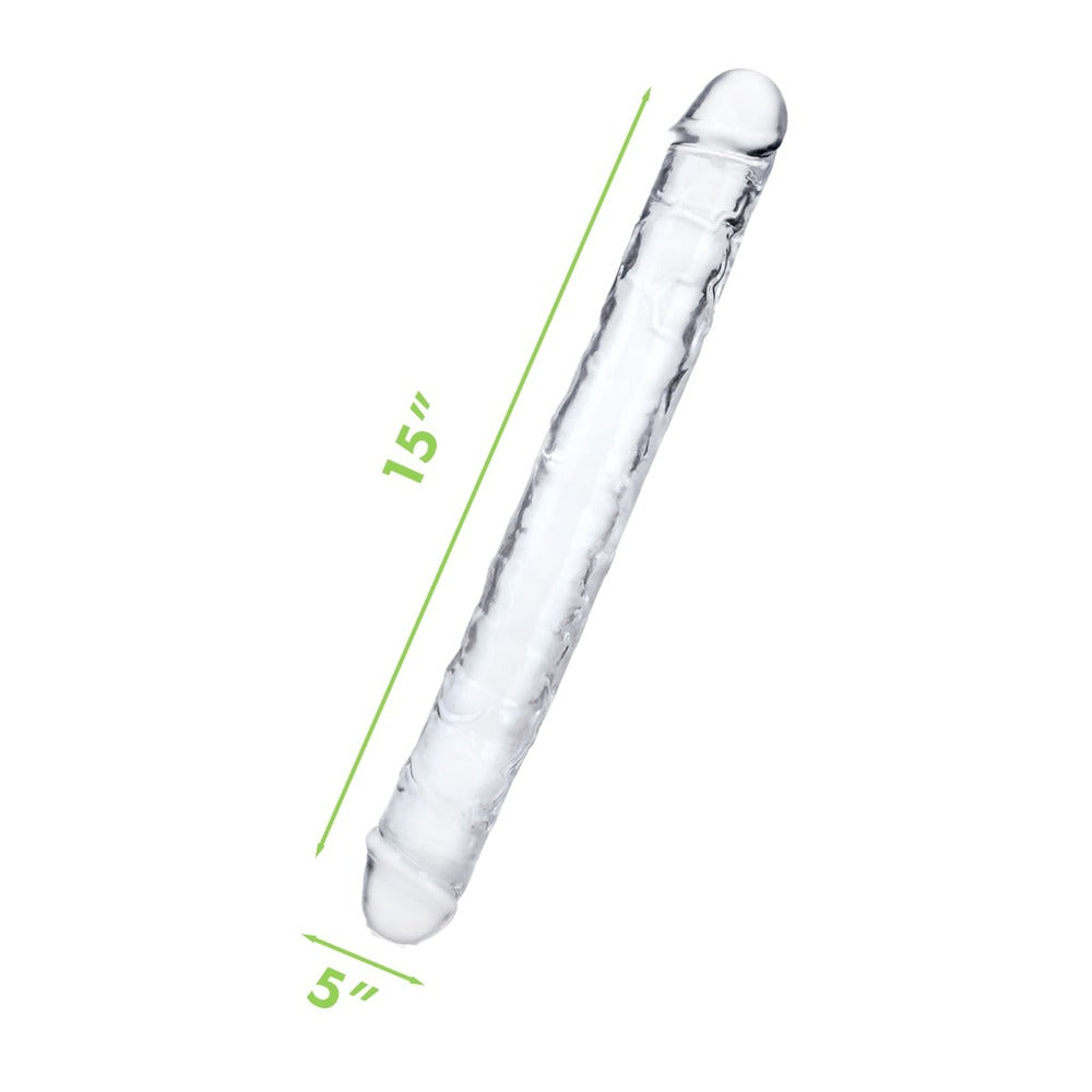 Me You Us Ultra Double Dildo 15" Clear – Flexible Dual Shaft