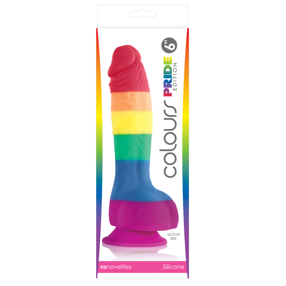 Colours Pride Edition 6" Realistic Silicone Dildo With Balls – Rainbow-Colored, Firm & Pleasure-Enhancing