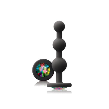 Glams Black Ripple Anal Plug with Rainbow Gem – Silicone Anal Beads