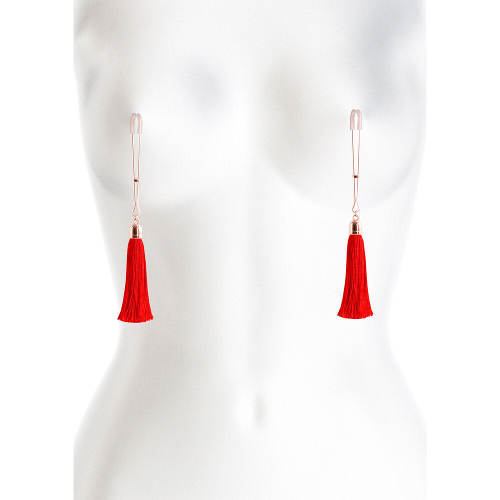 Red Tassel Bound Adjustable Nipple Clamps – Erotic & Stimulating Sensations