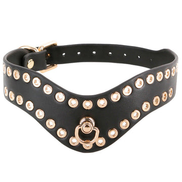 Fetish and Fashion Kali Adjustable PU Collar with D-Ring – Black