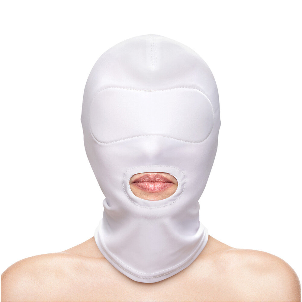 Fetish and Fashion White Nylon Mouth Hood – Sensory Play Mask