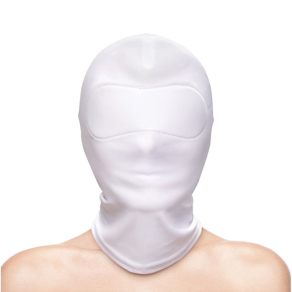 Fetish and Fashion Closed Nylon Hood – White Sensory Deprivation Mask