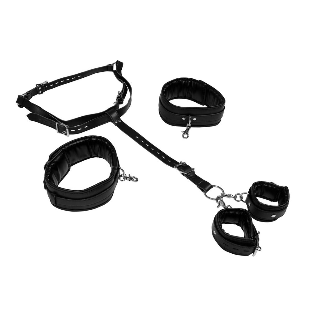 Body Harness with Adjustable Thigh and Hand Cuffs – Kinky BDSM Restraints