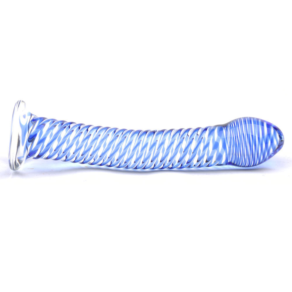 Blue Spiral Glass Dildo – Elegant Borosilicate Glass Pleasure Toy