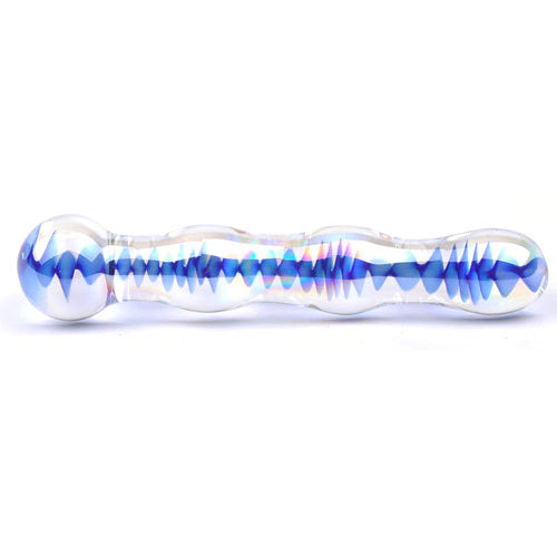 Blue Wavy Glass Dildo – Smooth & Textured Dual Sensation