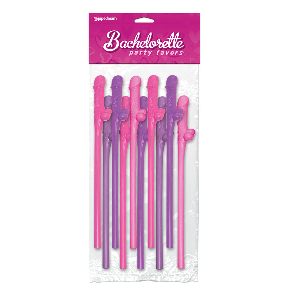 Bachelorette Party Favors – 10 Pink & Purple Penis Straws for Lively Celebrations