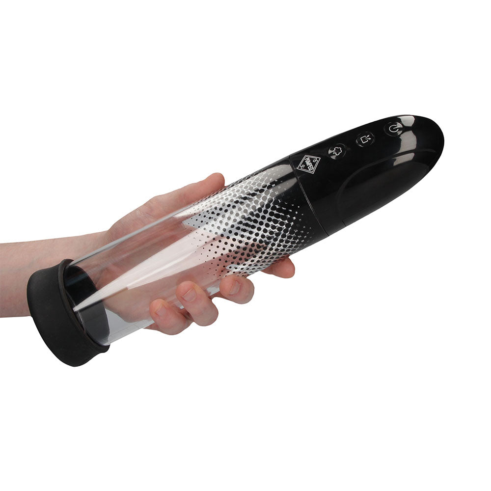 Automatic Rechargeable Luv Pump Black – USB Vacuum Penis Pump with Silicone Sleeve