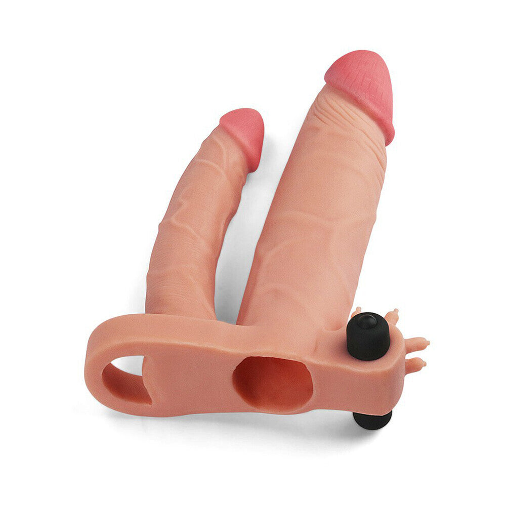 Lovetoy 1 Inch Vibrating Double Pleasure Extender – Realistic Penis Sleeve