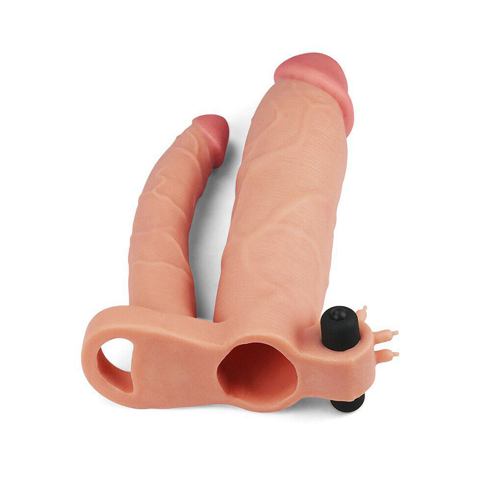 Lovetoy 3 Inch Vibrating Double Extender – Flesh Pink Penis Sleeve