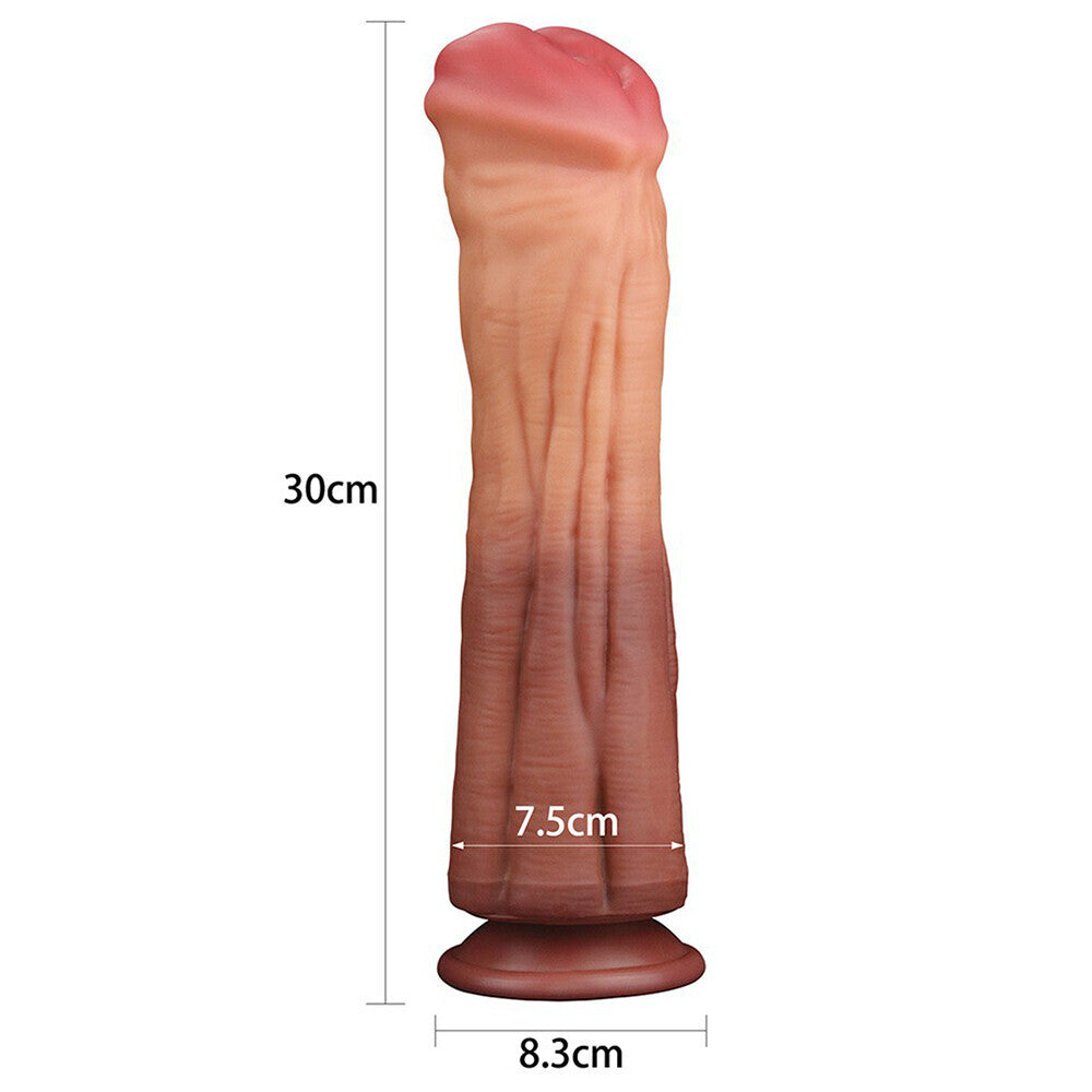 Lovetoy 12 Inch Dual Layered Silicone Horse Cock – Ultra-Realistic Suction Dildo