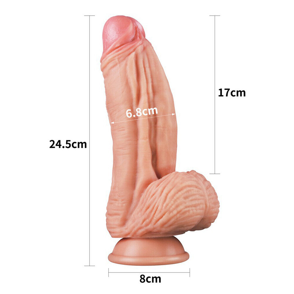 Lovetoy 10 Inch Dual Layered Silicone Cock – King Size Realistic Dildo