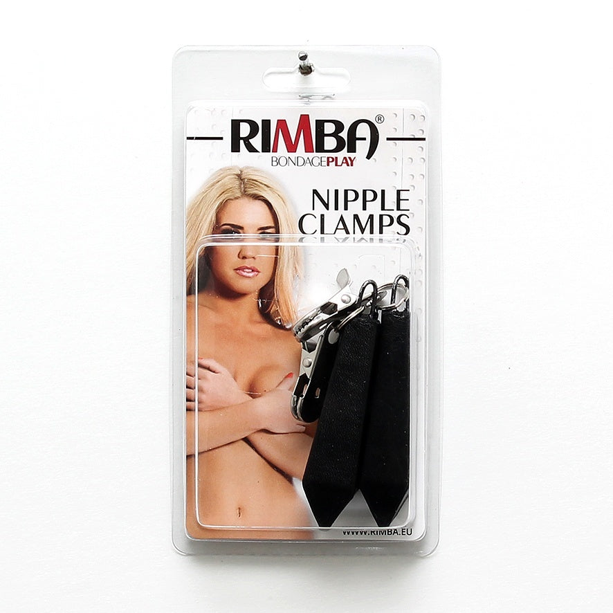 Long Nipple Clamps with 150g Weighted Leather Covers – Black