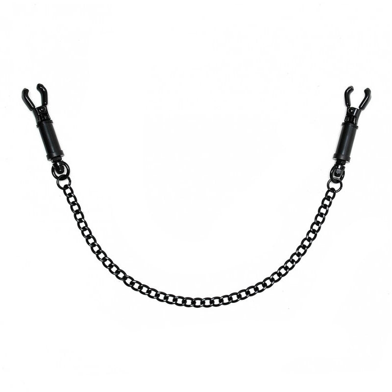 Black Metal Adjustable Nipple Clamps with Chain – Adjustable Pressure & Sensation Play