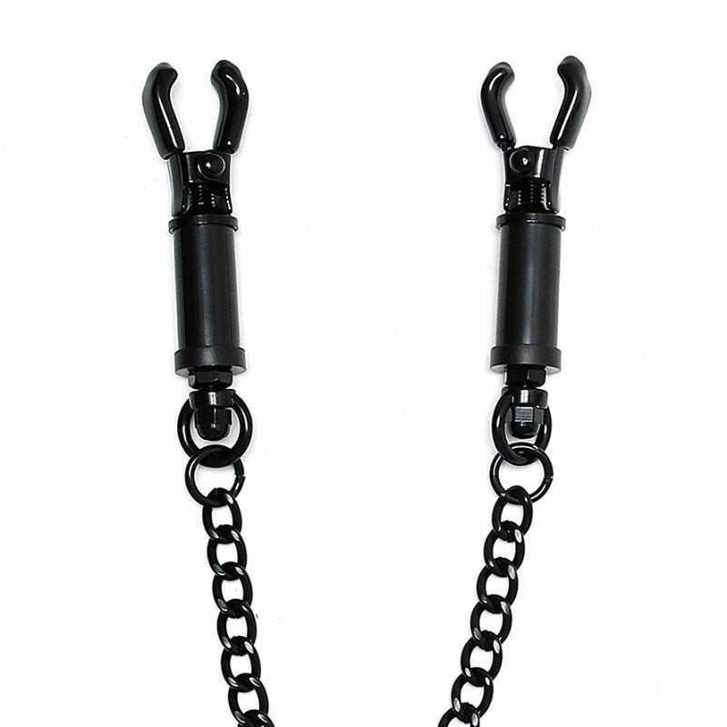 Black Metal Adjustable Nipple Clamps with Chain – Adjustable Pressure & Sensation Play
