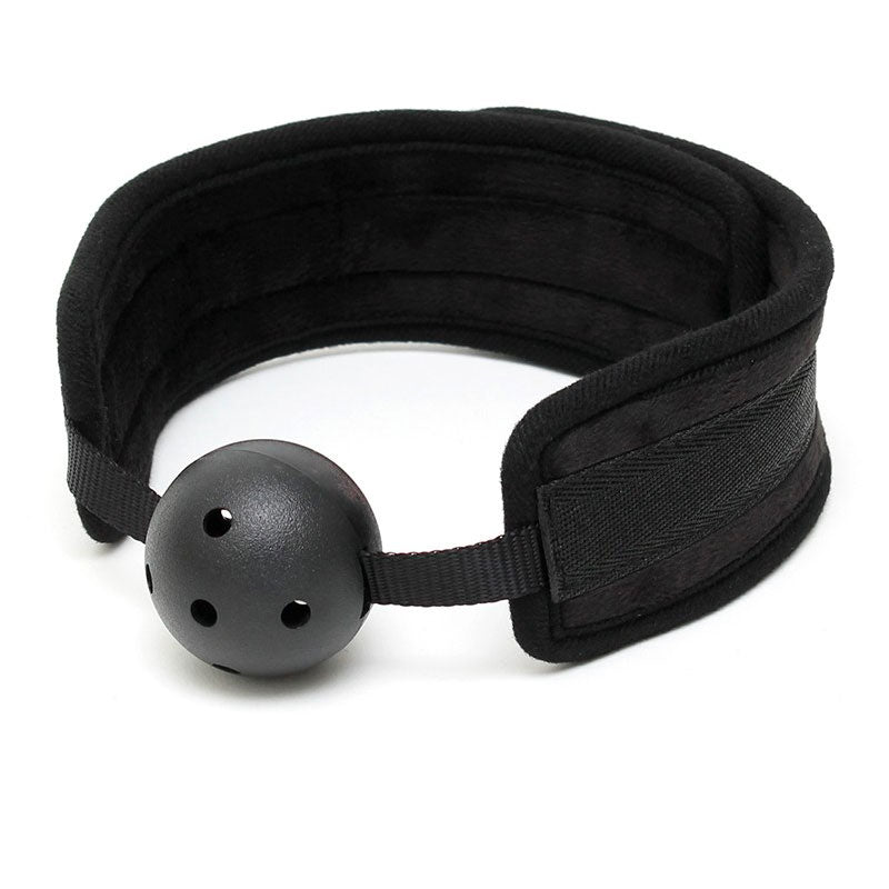 Black Padded Mouth Gag with Breathable Ball – Comfortable Velcro BDSM Gag